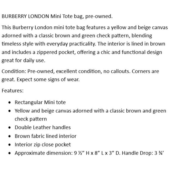 BURBERRY LONDON Mini Tote bag Pre-owned - Picture 2 of 9